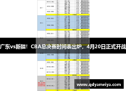 广东vs新疆！CBA总决赛时间表出炉，4月20日正式开战